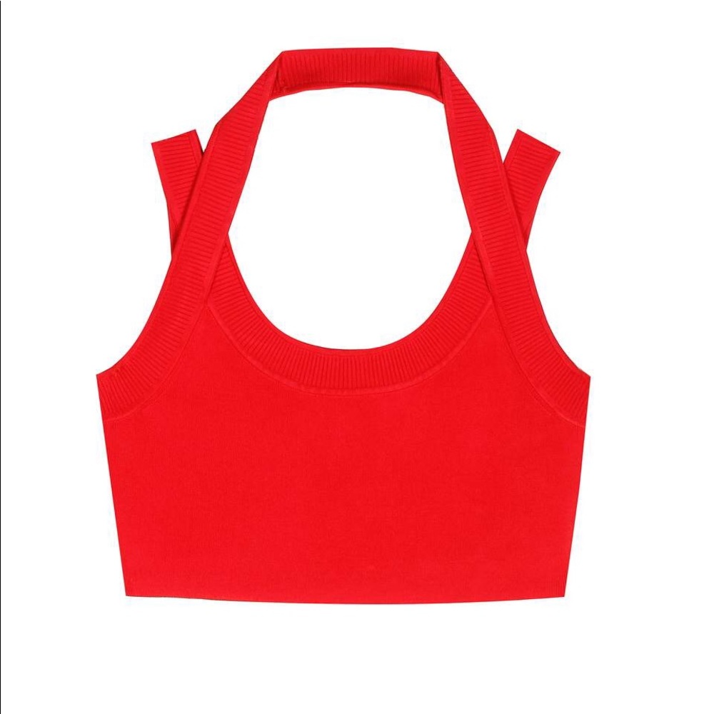 T by Alexander Wang lipstick red crop top